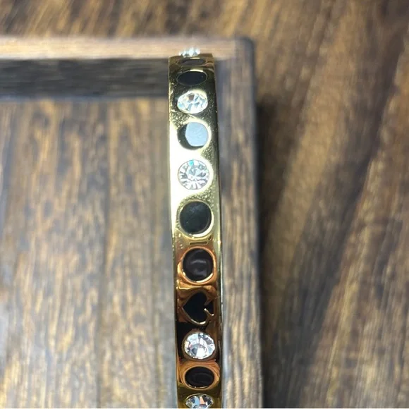 kate spade Gold Bangle with Black Enamel dots, ♠️ & Crystal Accents - Picture 8 of 8